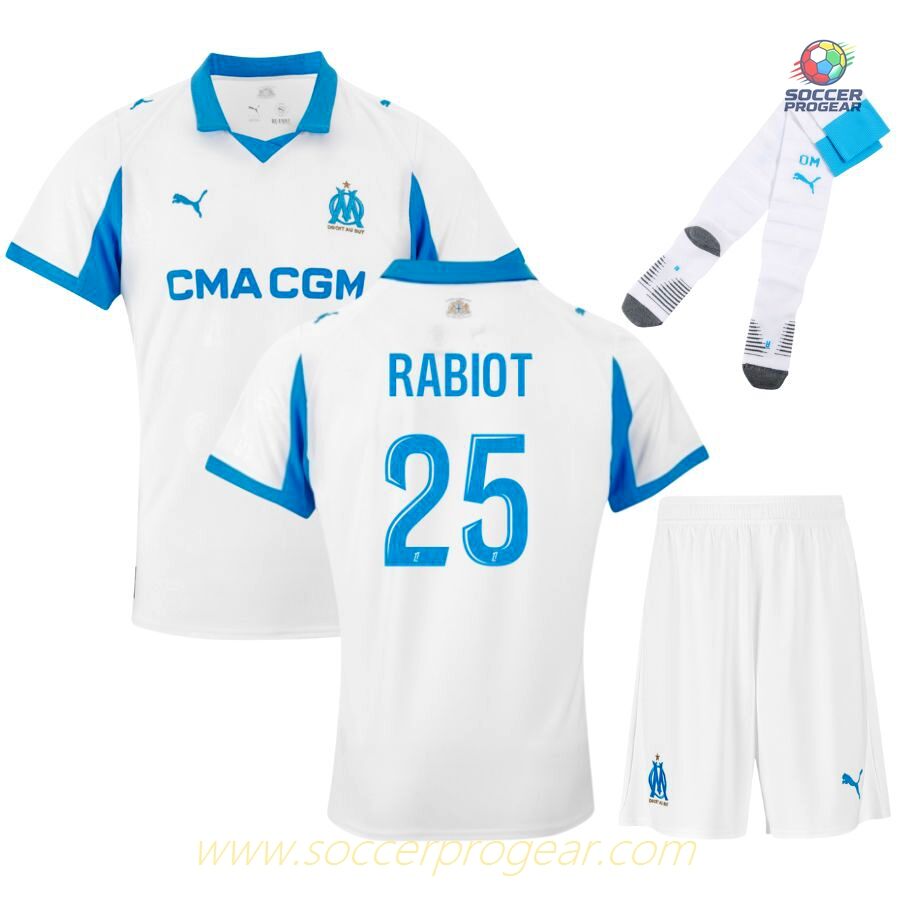 OM Replica Home Youth Soccer Uniform Team Jersey 2025/26 Collection Rabiot