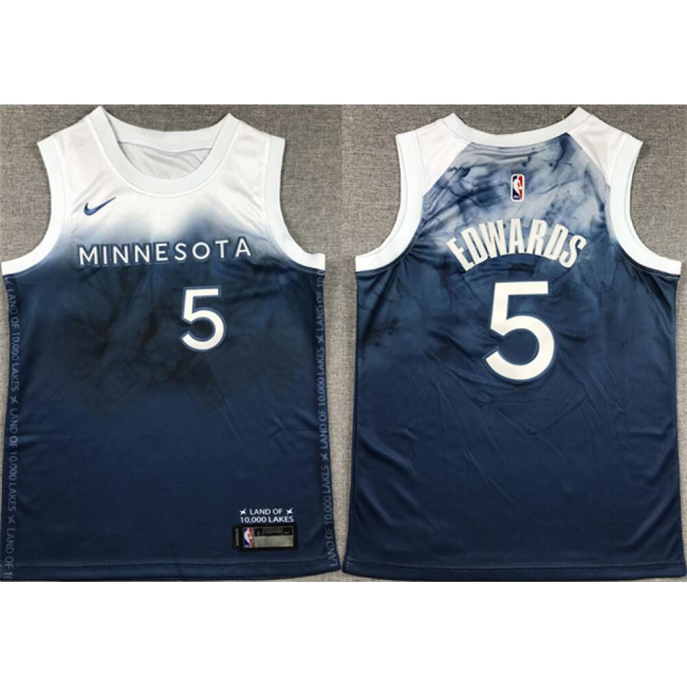 Youth Minnesota Timberwolves #5 Anthony Edwards Blue 2023-24 City Edition Stitched Jersey