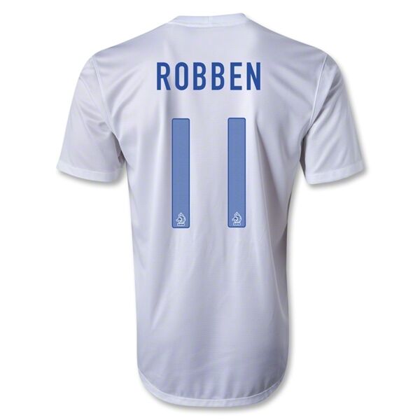 2013 Netherlands 11 ROBBEN Away White Jersey Shirt - Official Replica