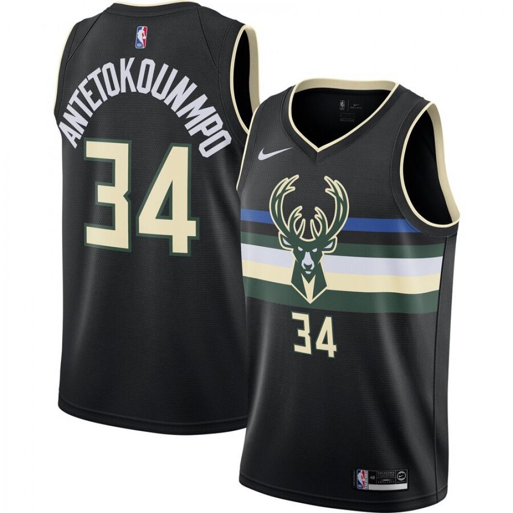 High-Quality Men's Milwaukee Bucks #34 Giannis Black Basketball Jersey