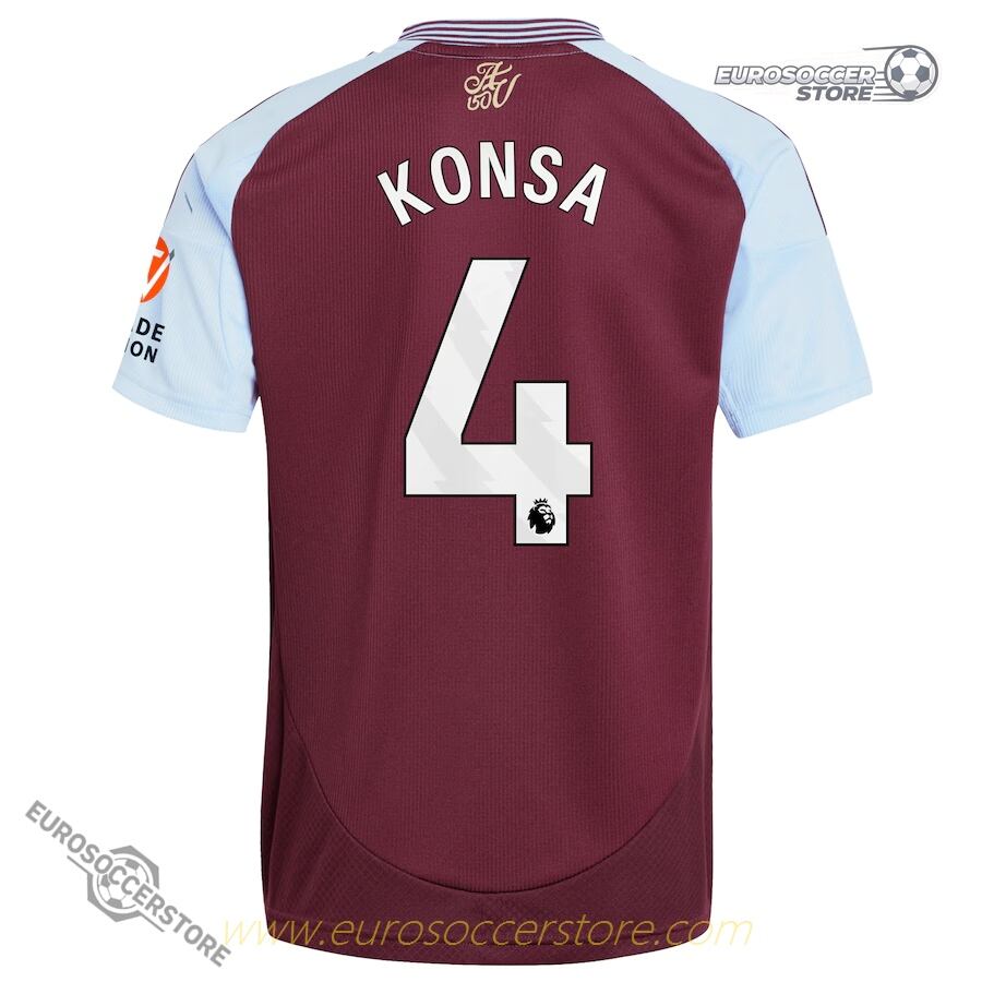 Aston Villa 24-25 Home Jersey with Konsa 4 Printing