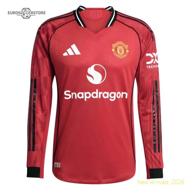 Premium 2025-2026 Man Utd Authentic Long Sleeve Home Shirt (ronaldo