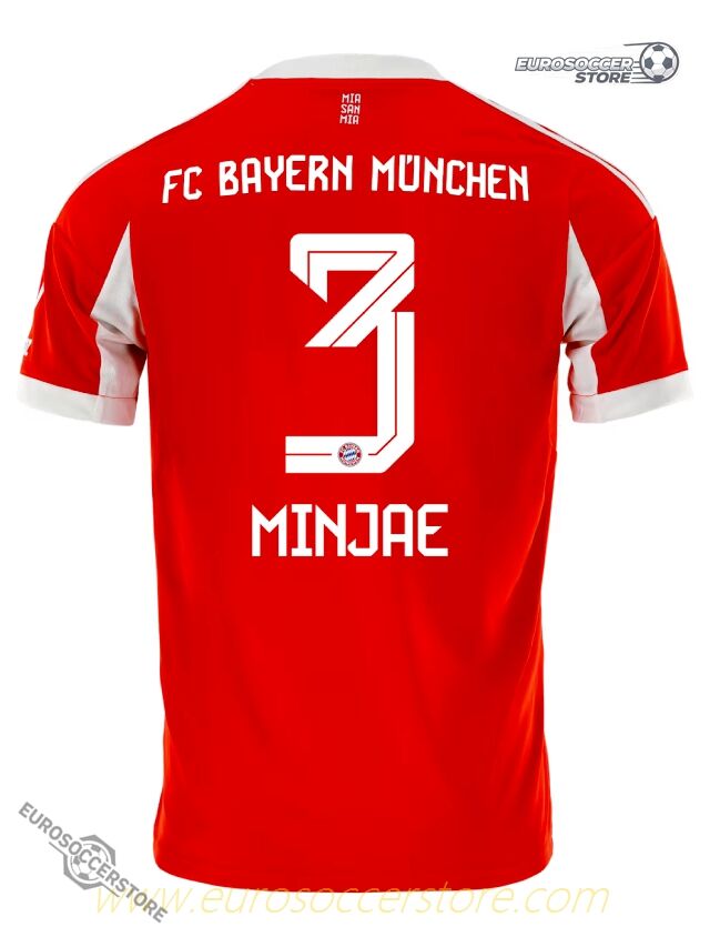 Bayern Munich's 25-26 Home Jersey Featuring Minjae with Number 3