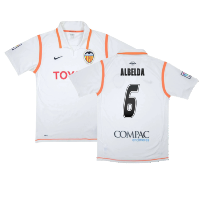 Valencia 2007-08 Home Shirt ((Excellent) S) (Albelda 6) - Ultras Ap...