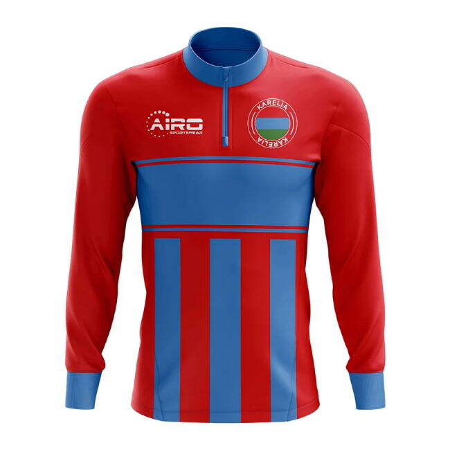 Karelia Concept Football Half Zip Midlayer Top (Red-Blue)
