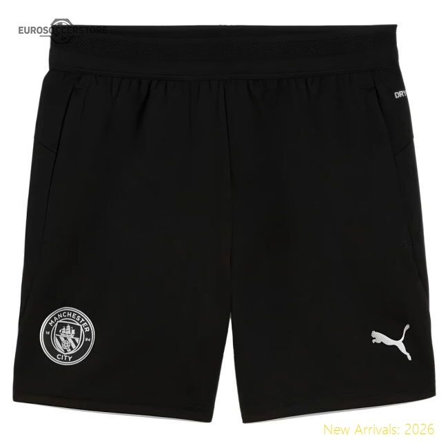 Premium 2025-2026 Man City Training Shorts W/pockets (black) - Kids