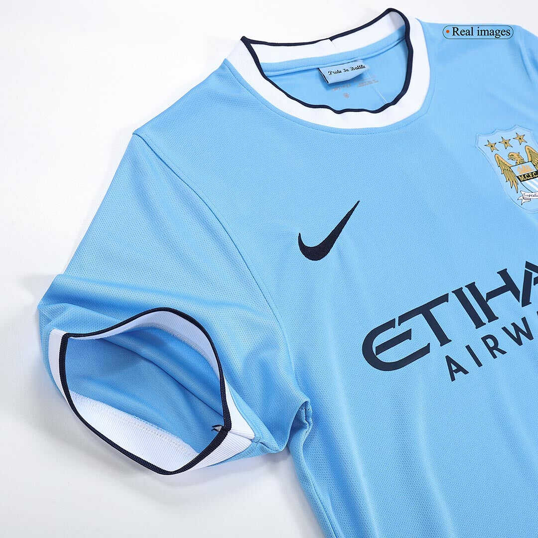 Retro 2013/14 Manchester City Home  Soccer Jersey Authentic Kit