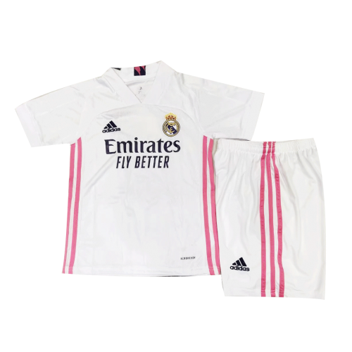 Kids Real Madrid 20-21 Home White Jersey KitShirtShort - Official