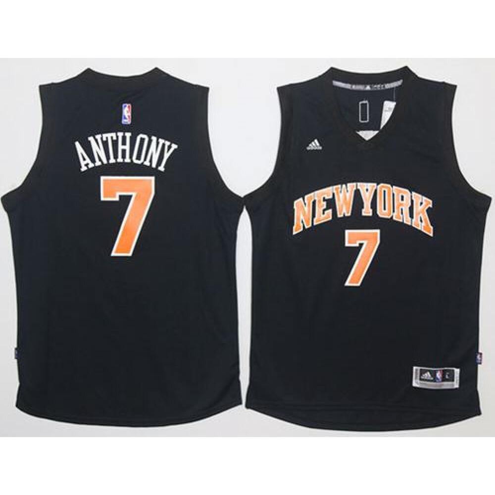 Knicks #7 Carmelo Anthony Black Fashion Stitched NBA Jersey