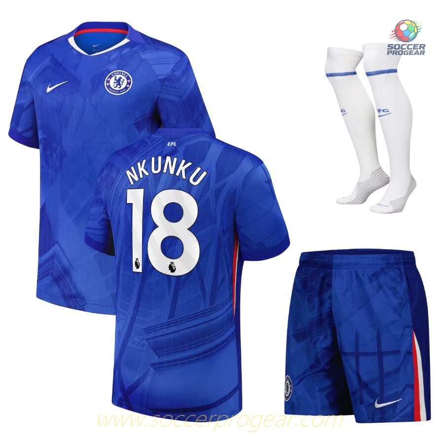 Chelsea Home Soccer Kit Children Football Jersey 2025/26 Collection Nkunku