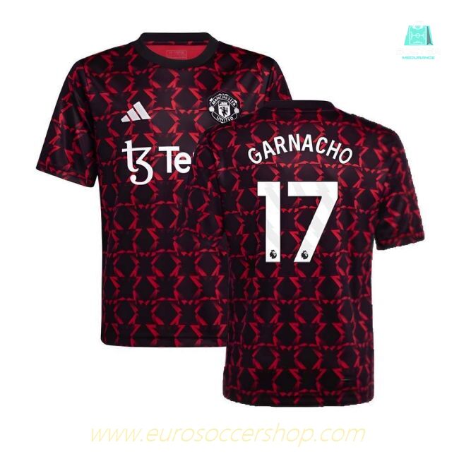 2024-2025 Man Utd Pre-Match Shirt (Black) - Kids (Garnacho 17)