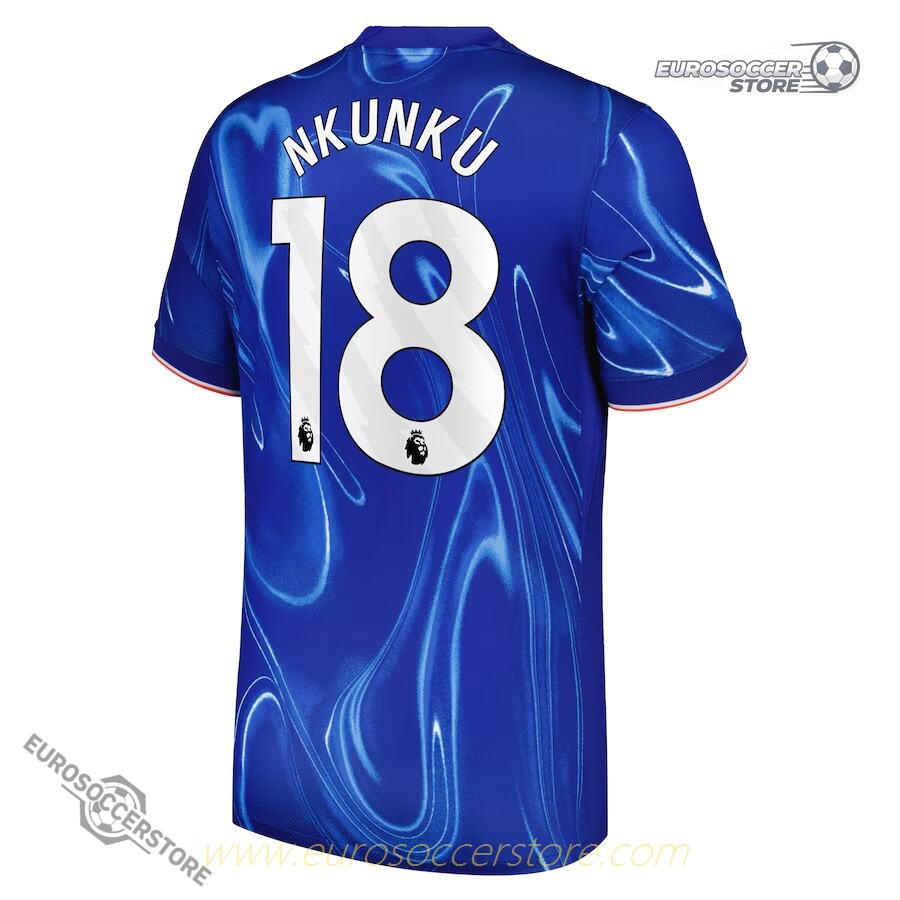 Chelsea 24-25 Season Home Jersey Featuring Nkunku, Number 18