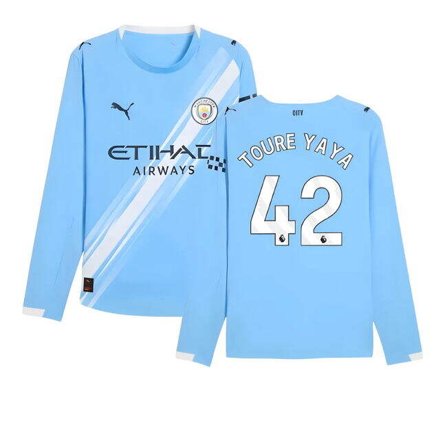 Intense Football Man City Authentic Long Sleeve Home Shirt Toure Y...