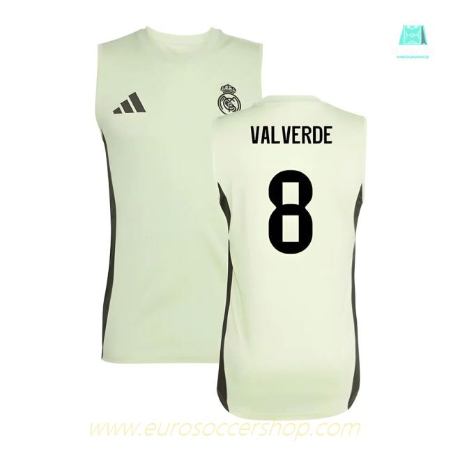 2025-2026 Real Madrid Sleeveless Training Jersey (Almost Lime) (Valverde 8)