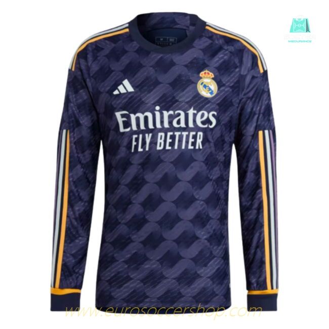 2023-2024 Real Madrid Authentic Long Sleeve Away Shirt