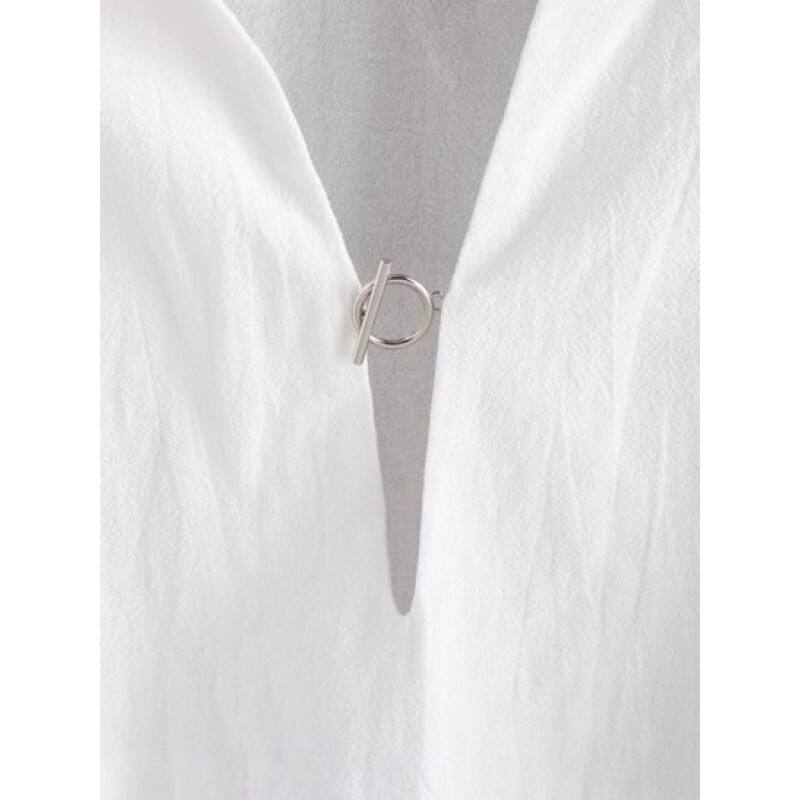 Metal Hardware Collared Cropped Top GS3967