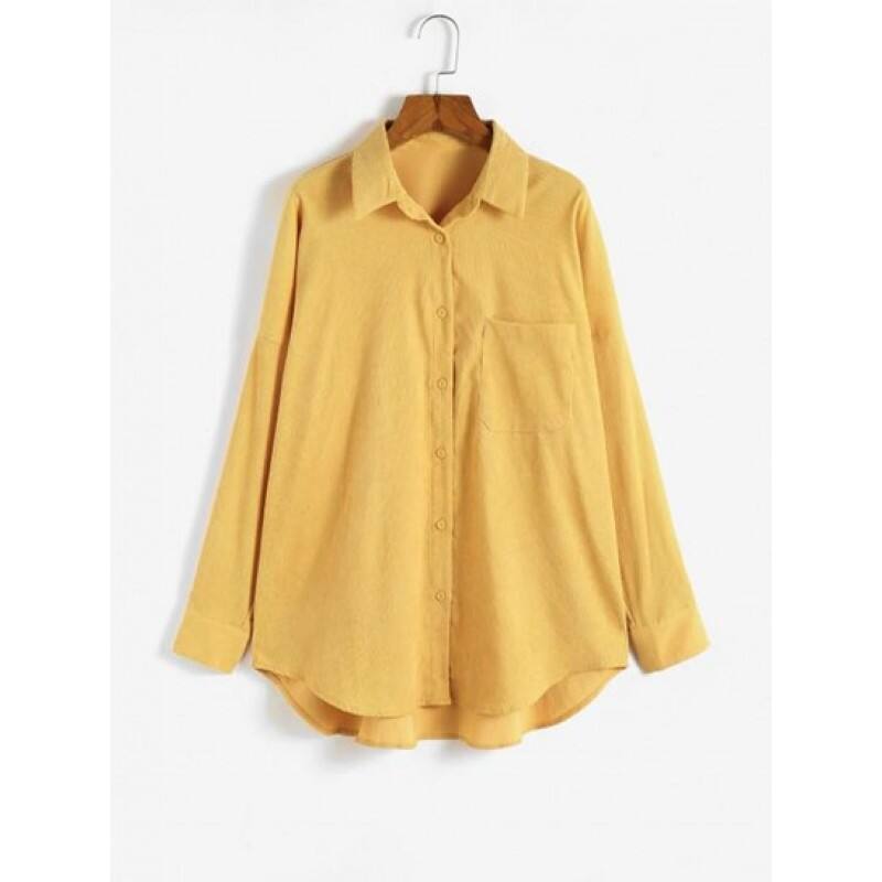 Drop Shoulder Pocket Oversized Shirt YV4511