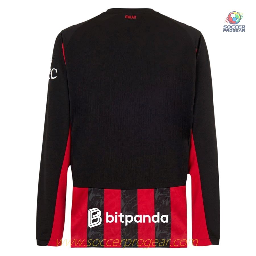 AC Milan Home Soccer Jersey 2025-2026 Season Long-Sleeve