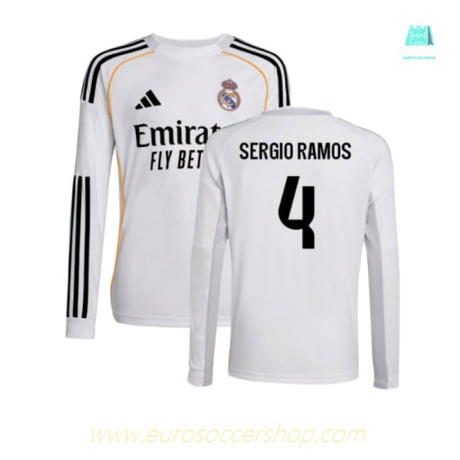 2025-2026 Real Madrid Long Sleeve Home Shirt (Kids) (Sergio Ramos 4)
