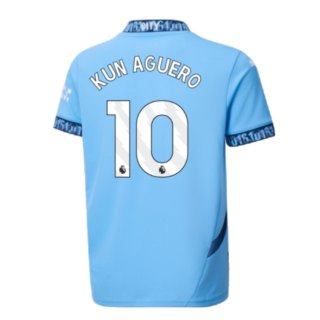 2024-2025 Man City Home Shirt (Kids) (Kun Aguero 10) (Match Day)