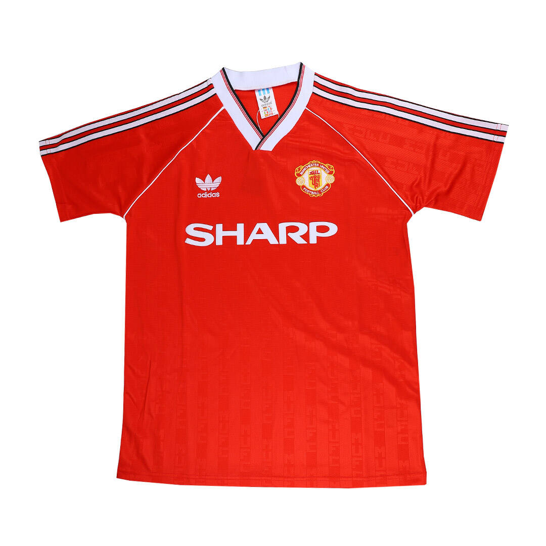 88-89 MANCHESTER UNITED HOME RED RETRO SOCCER JERSEY SHIRT - Official