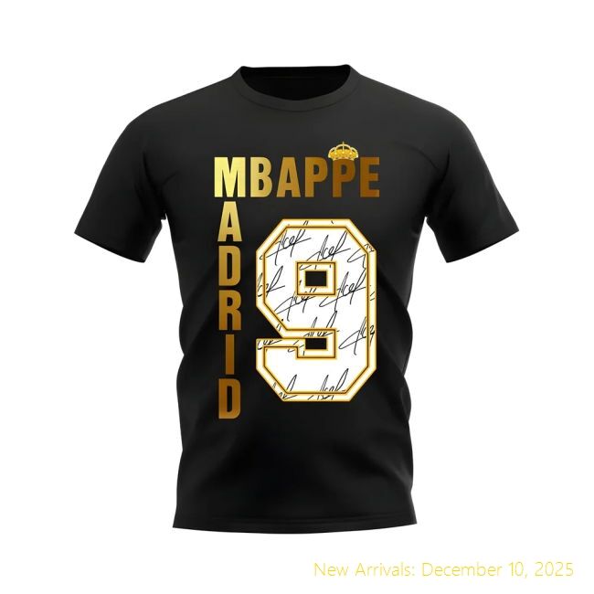 Performance RM Kylian Mbappe Real Madrid Autograph T-shirt (Black)