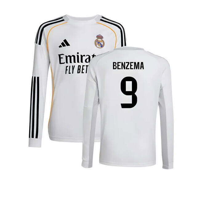 2025-2026 Real Madrid Long Sleeve Home Shirt (Kids) (Benzema 9)