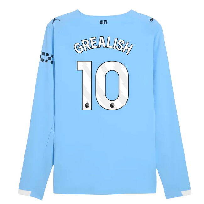 2025-2026 Man City Authentic Long Sleeve Home Shirt (Grealish 10)