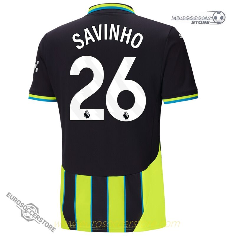 Away Jersey of Manchester City Featuring Savinho, Number 26, for the 24-25 Season