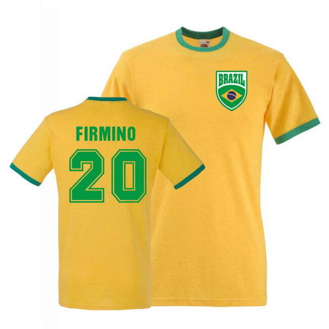 Quality Roberto Firmino Brazil Ringer Tee (Yellow) High
