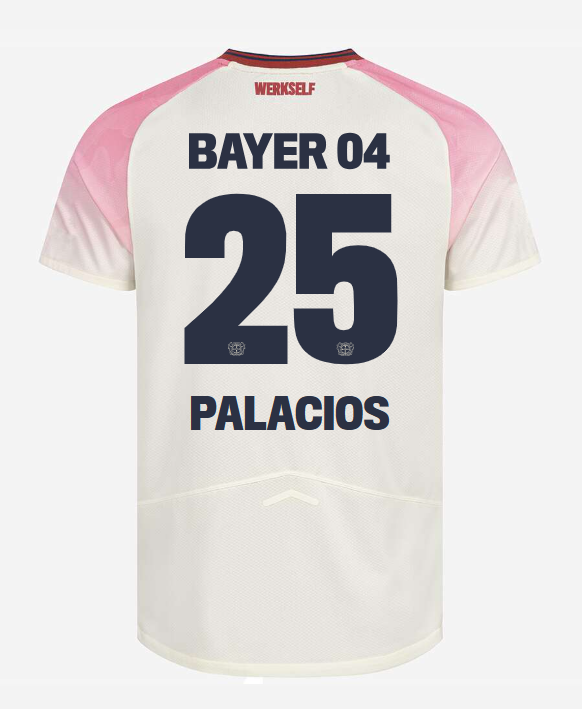 Away Jersey of Bayer 04 Leverkusen for PALACIOS (No. 25) in the 25-26 Season