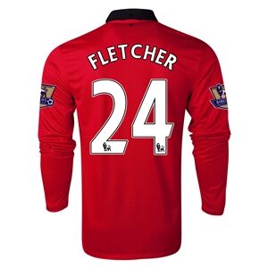 13-14 Manchester United 24 FLETCHER Home Long Sleeve Jersey Shirt -