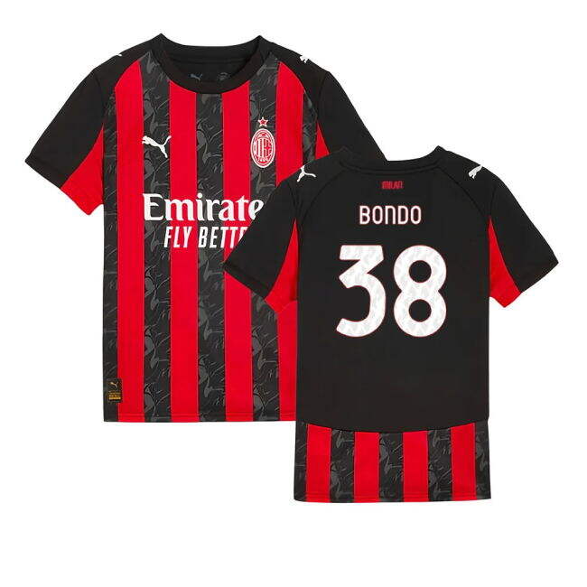 Kids Bondo 38 Licensed 2025-2026 AC Milan Serie A Home Strip