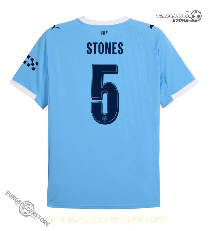 Manchester City's 25-26 UCL Home Jersey Featuring Stones #5
