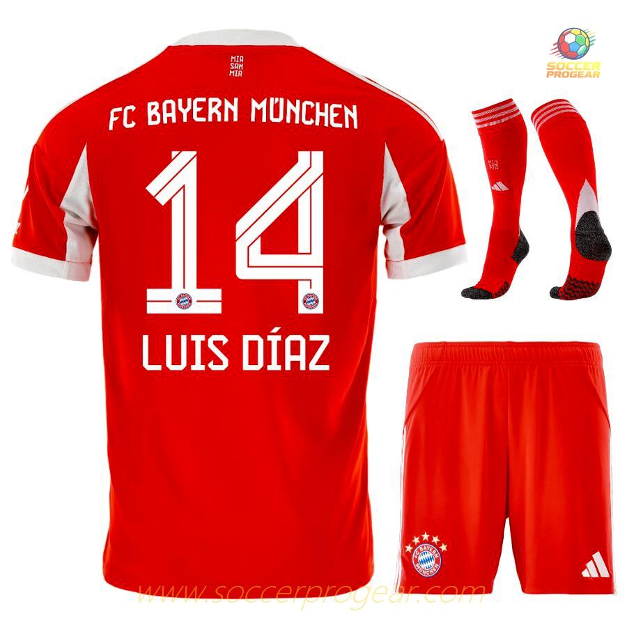 Team Jersey Team Jersey Set Kids Editionren's Bayern Munich Home 2025-2026 Season Luis Diaz