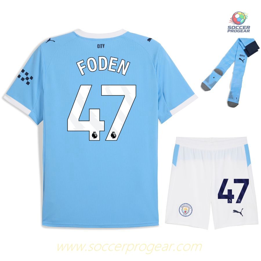 Manchester City Home Child Kit Shirt 2025-26 Edition Foden
