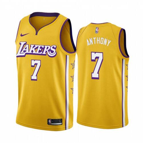 LAL #7 Carmelo Anthony Top-Grade 2019 City NBA Jersey - Yellow City