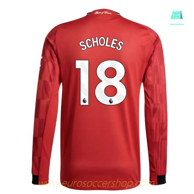 2025-2026 Man Utd Authentic Long Sleeve Home Shirt (Scholes 18)
