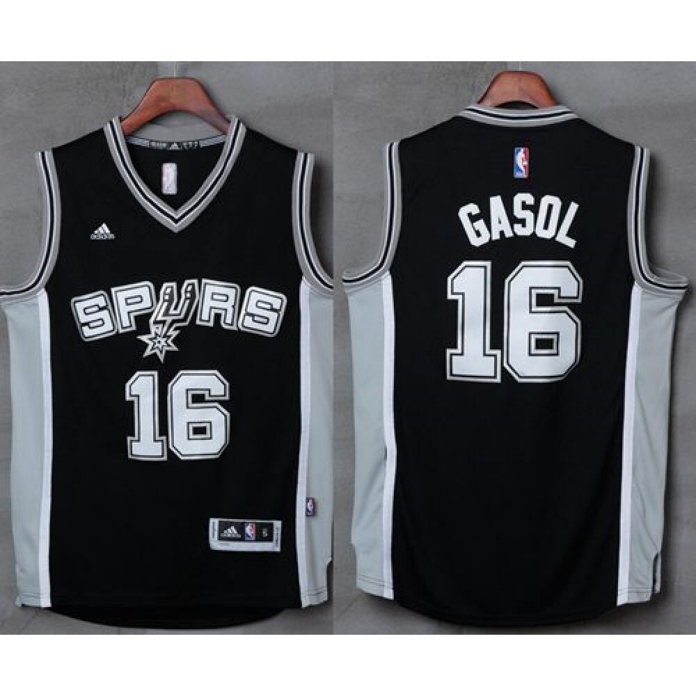 Spurs #16 Pau Gasol Black Stitched NBA Jersey