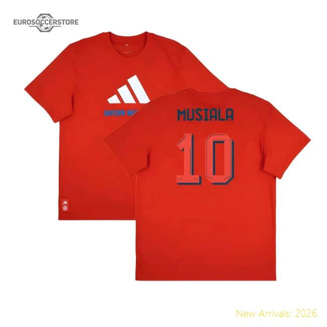 2025-2026 Bayern Munich Seasonal Graphic Tee (red) (musiala 10)