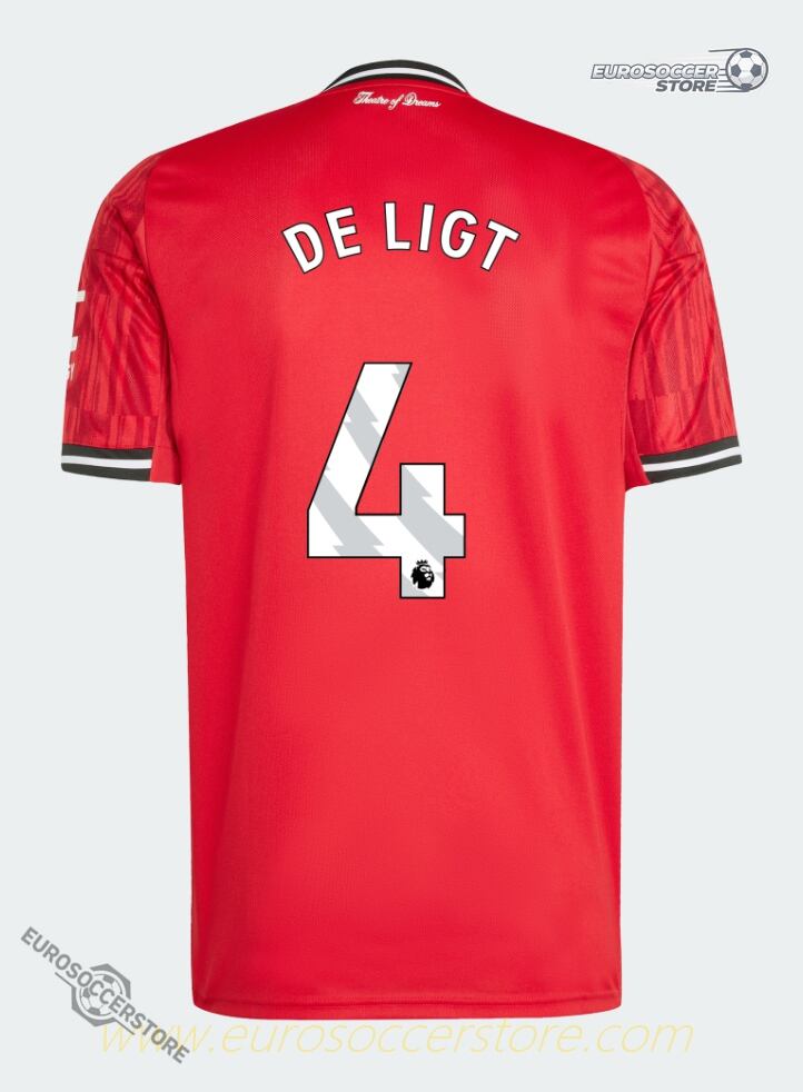 Manchester United Home Jersey DE LIGT #4 for the 25-26 Season