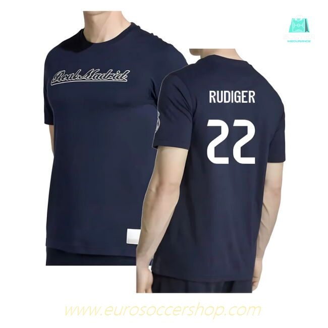 2025-2026 Real Madrid US Tee (Navy) (Rudiger 22)