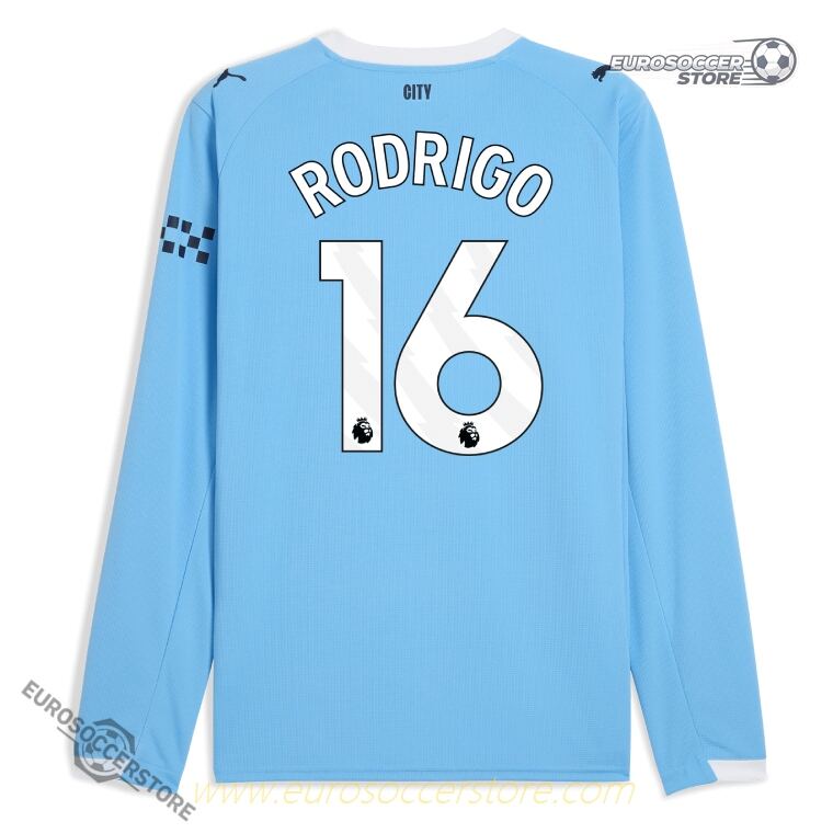 Manchester City 25-26 Season Home Long Sleeve Jersey - RODRIGO #16
