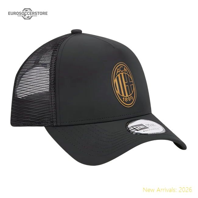 2023-2024 Ac Milan Black  Gold A Frame Trucker Cap - Official Design
