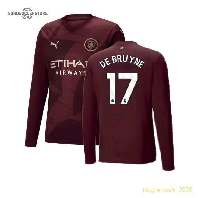 Premium 2024-2025 Man City Third Long Sleeve Shirt (de Bruyne 17)