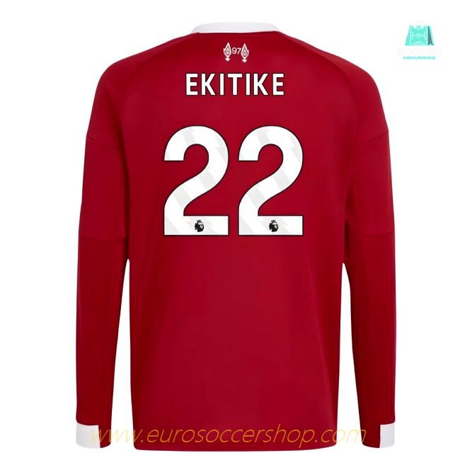 2025-2026 Liverpool Long Sleeve Home Shirt (Kids) (Ekitike 22)