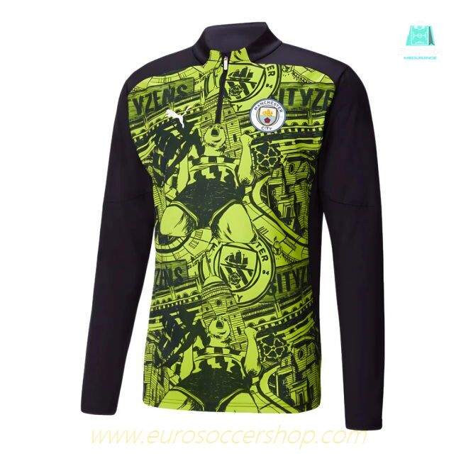 2024-2025 Man City Prematch 1/4 Zip Top (Yellow Glow)