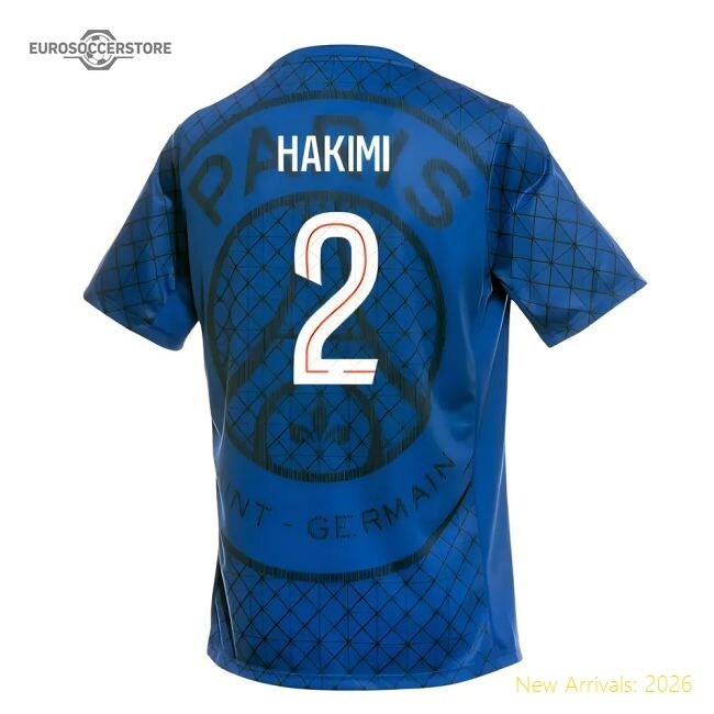 Premium 2025-2026 Psg Academy Pro Home Pre Match Shirt (Royal) (Hakimi