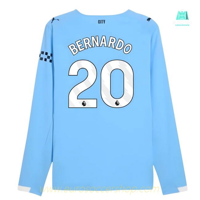 2025-2026 Man City Authentic Long Sleeve Home Shirt (Bernardo 20)