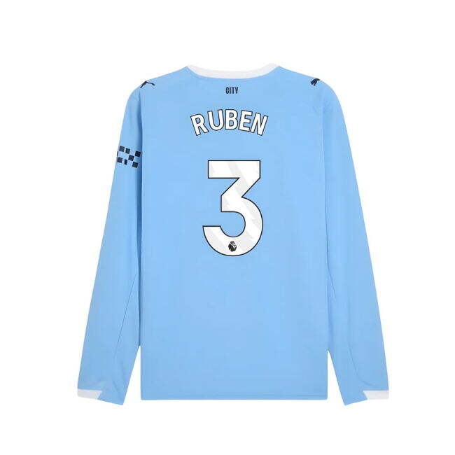 2025-2026 Man City Long Sleeve Home Shirt (Ruben 3)